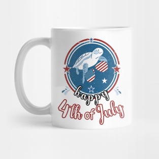 Retro Happy 4th of July Cute Patriot Turtle Mug